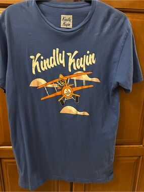 Men’s Kindly Keyin Blue Short-Sleeve Graphic Tee with Orange Plane